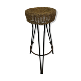 Vintage Stool Rattan Rohe Noordwolde Netherlands 1960s Design