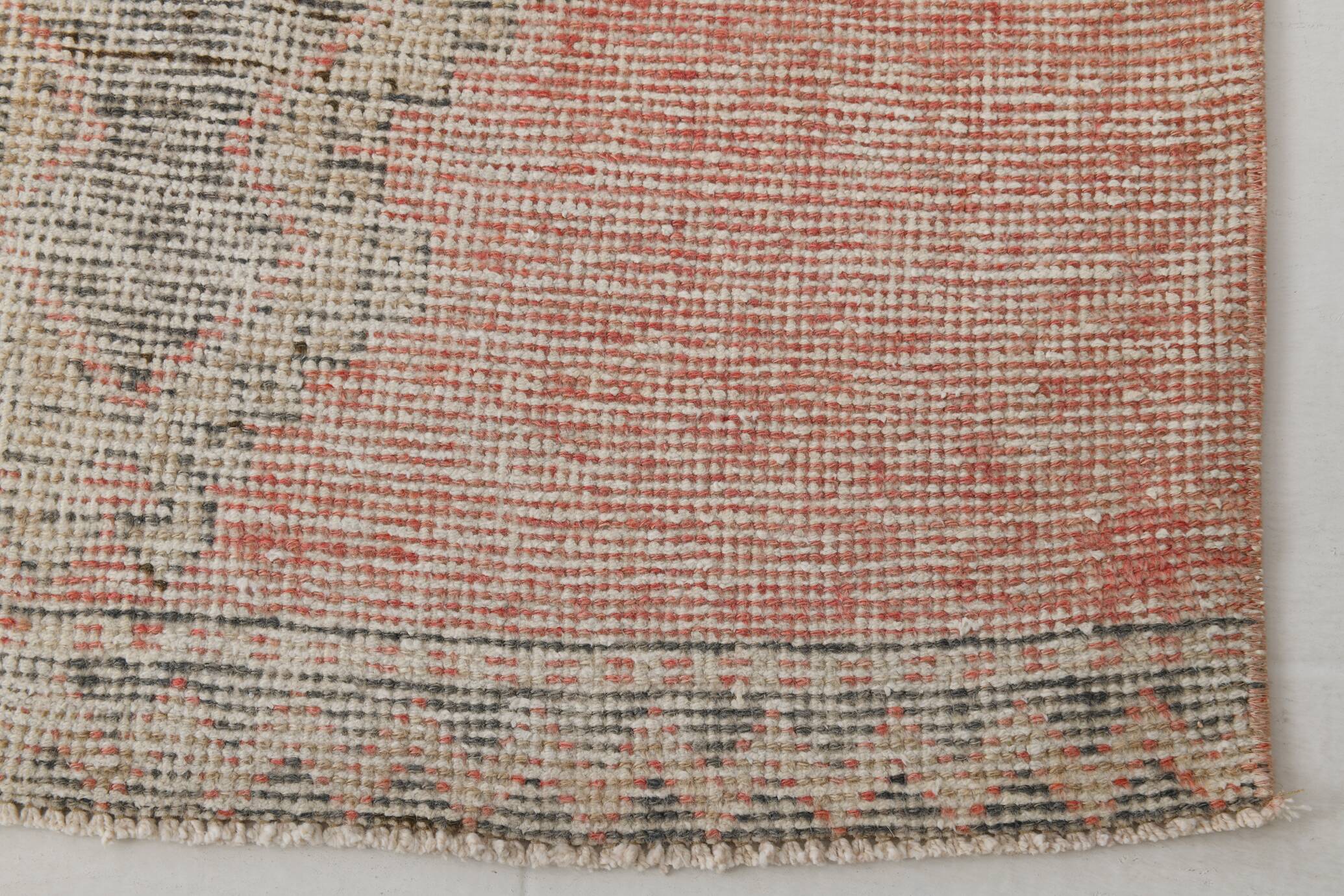 3x13 Pale Red Turkish Vintage Runner Rug, 87x400Cm SK 20299