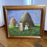 Oil painting on cardboard signed, dimensions: height - 42.5 cm, width - 48.5 cm.