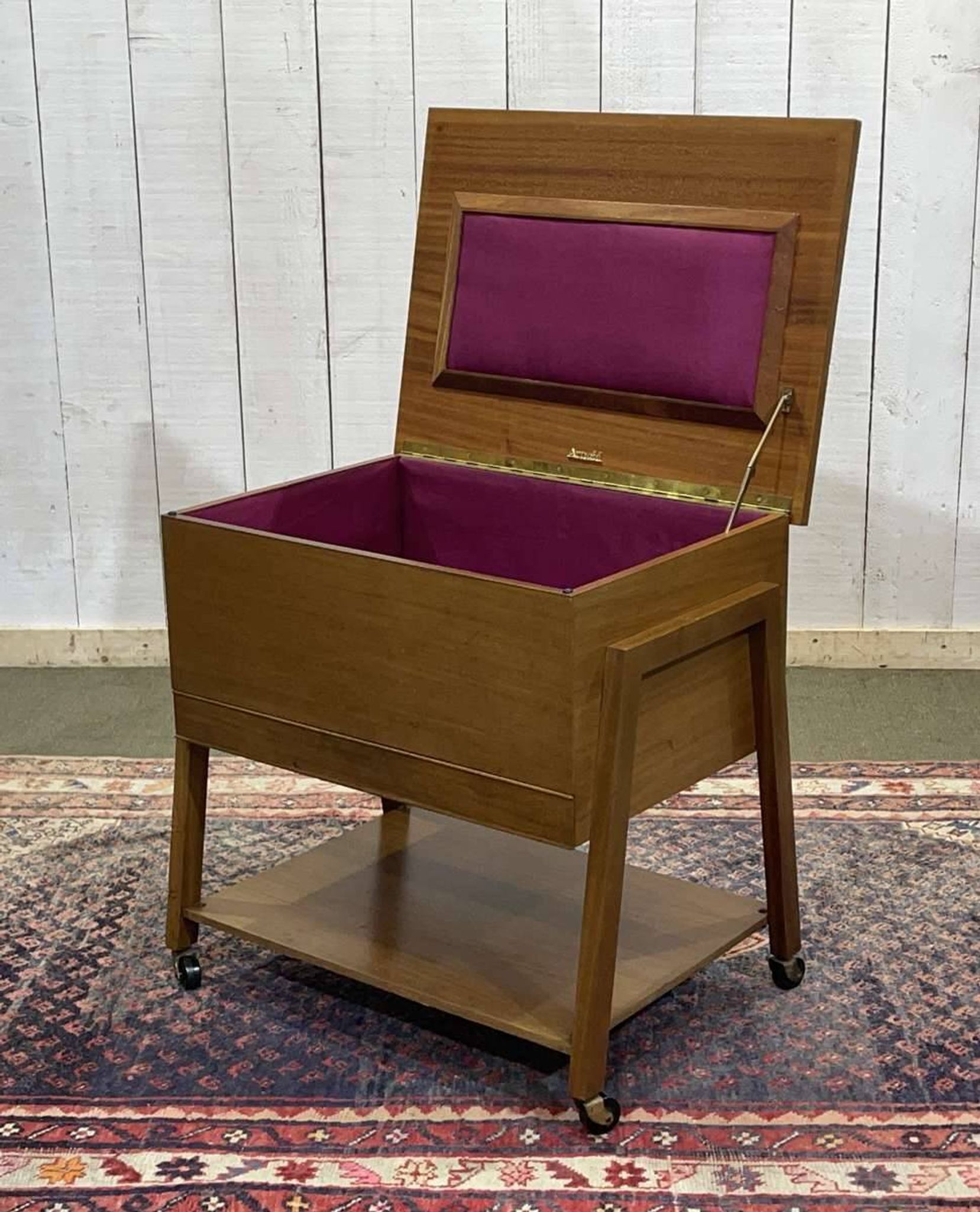 English mahogany sewing cabinet from the 1970s