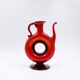 Vintage red blown glass carafe "Anneau"