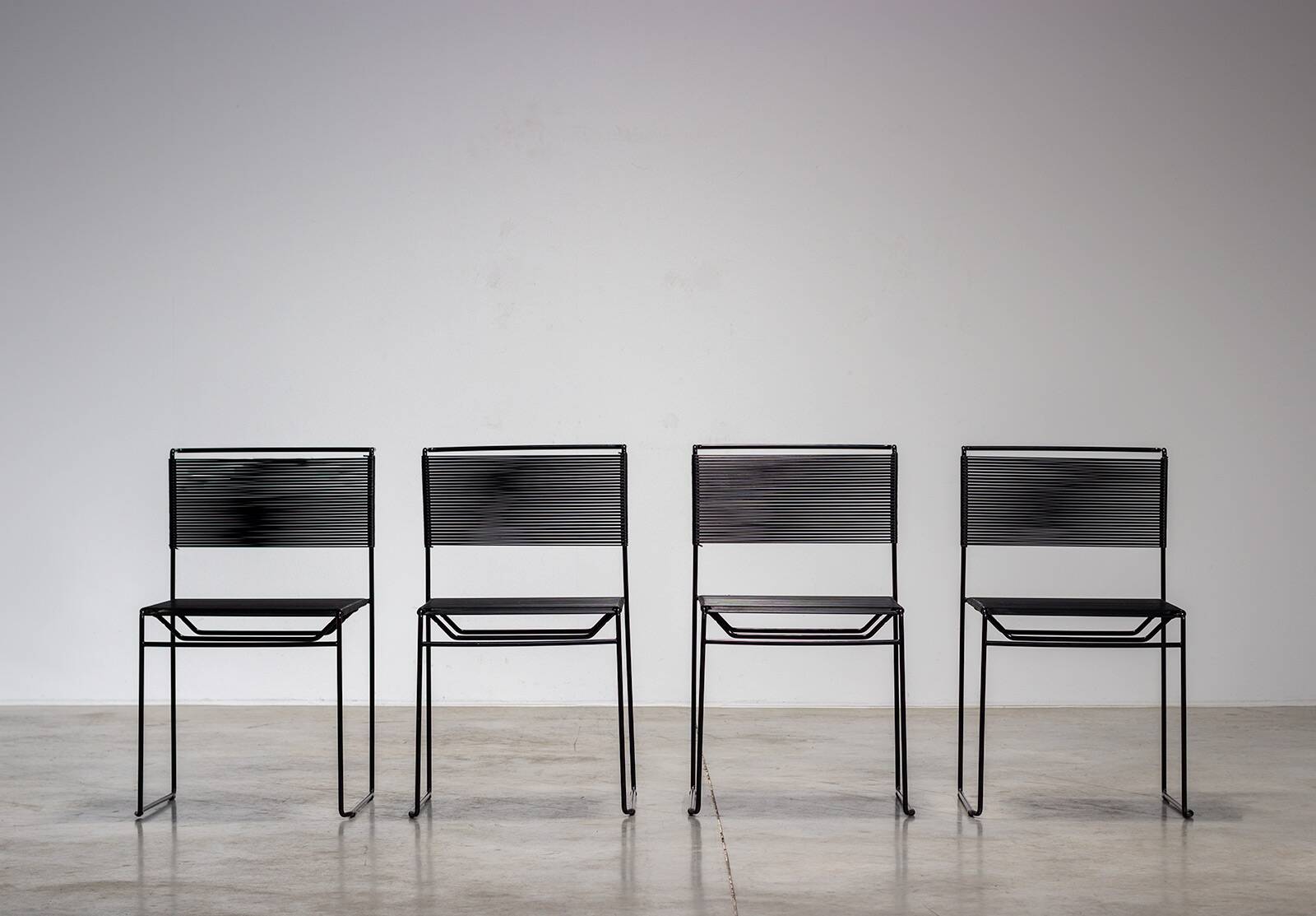 Set of four Spaghetti Fly Line chairs for Cmp Padova Italy 1970