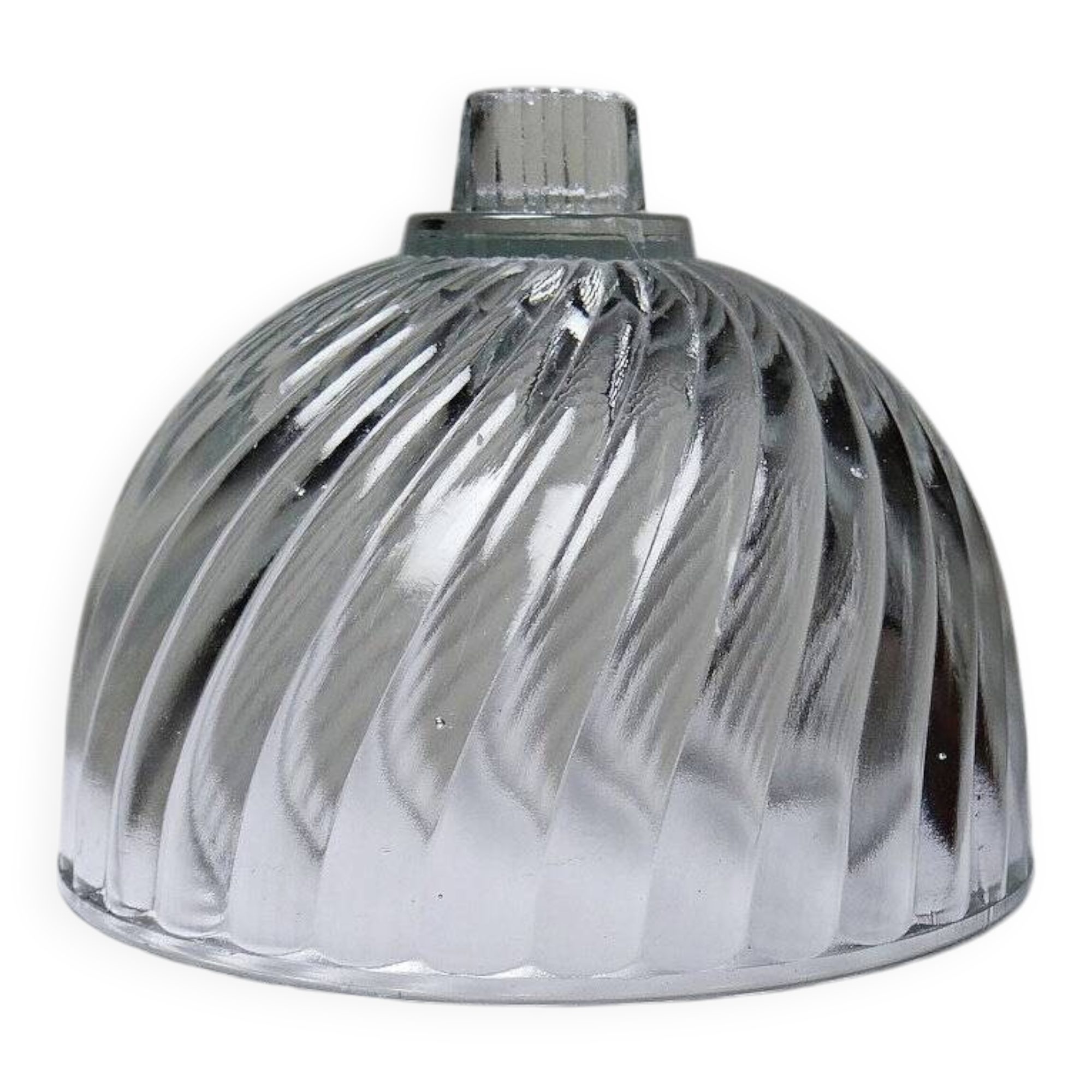 Petite cloche à dessert ou à fromage en verre pressé vintage/ancienne torsades