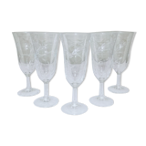 5 champagne flutes decorated with engraved ears