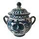 Fajalauza earthenware sugar bowl with handles, Granada, Spain, circa 1970