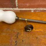Antique Wall Lamp Torch JANSEN style Metal + White Opaline Vintage #C52