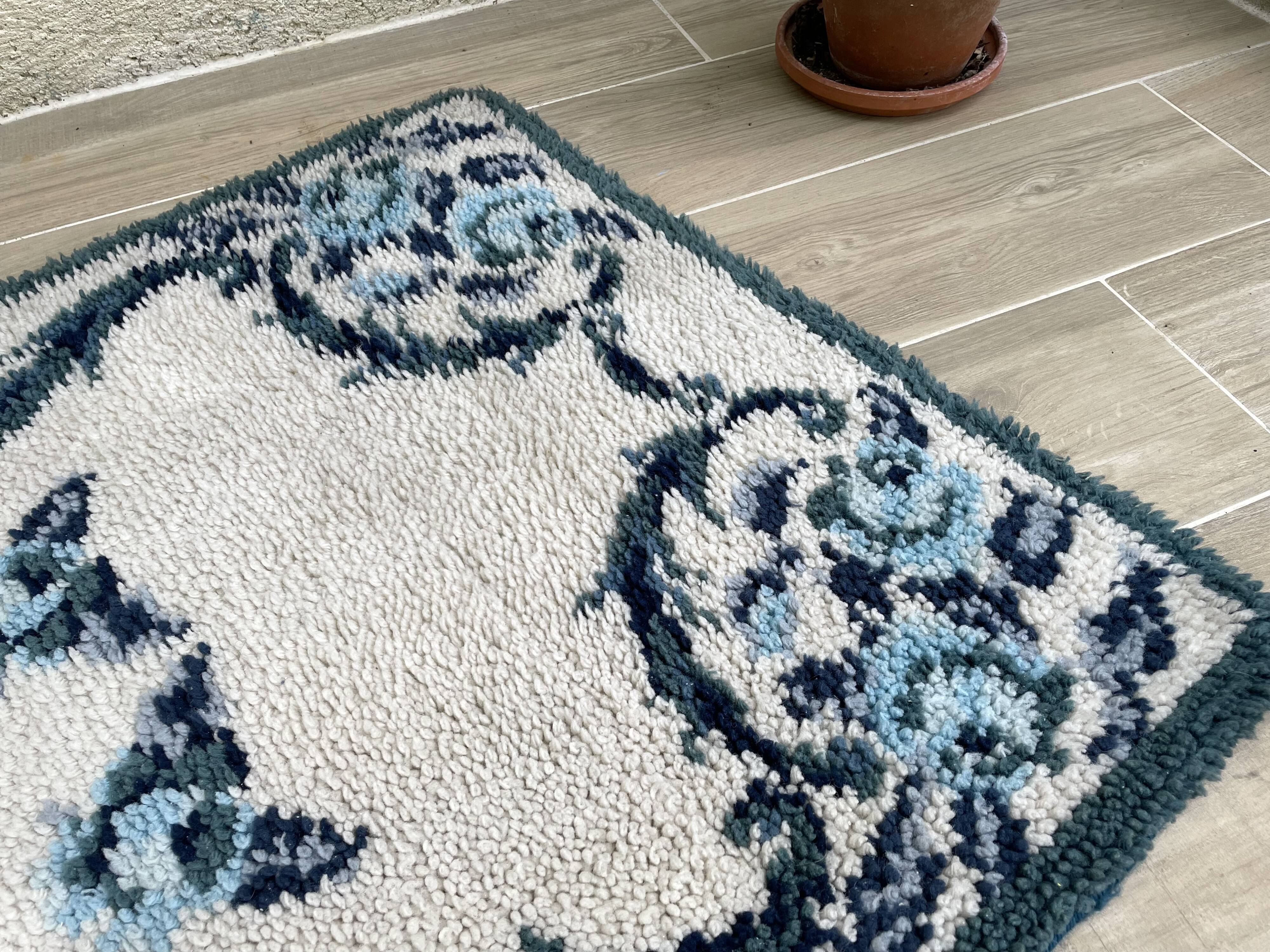 Bohemian pure wool blue rug 125x78cm
