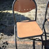 Set of 3 vintage metal and wood chairs – Industrial design
