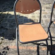Set of 3 vintage metal and wood chairs – Industrial design