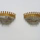 Pair of vintage wall lamps double lights with glass and brass grapevines. Year 70 80