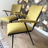 Duo of bridge armchairs, restored,