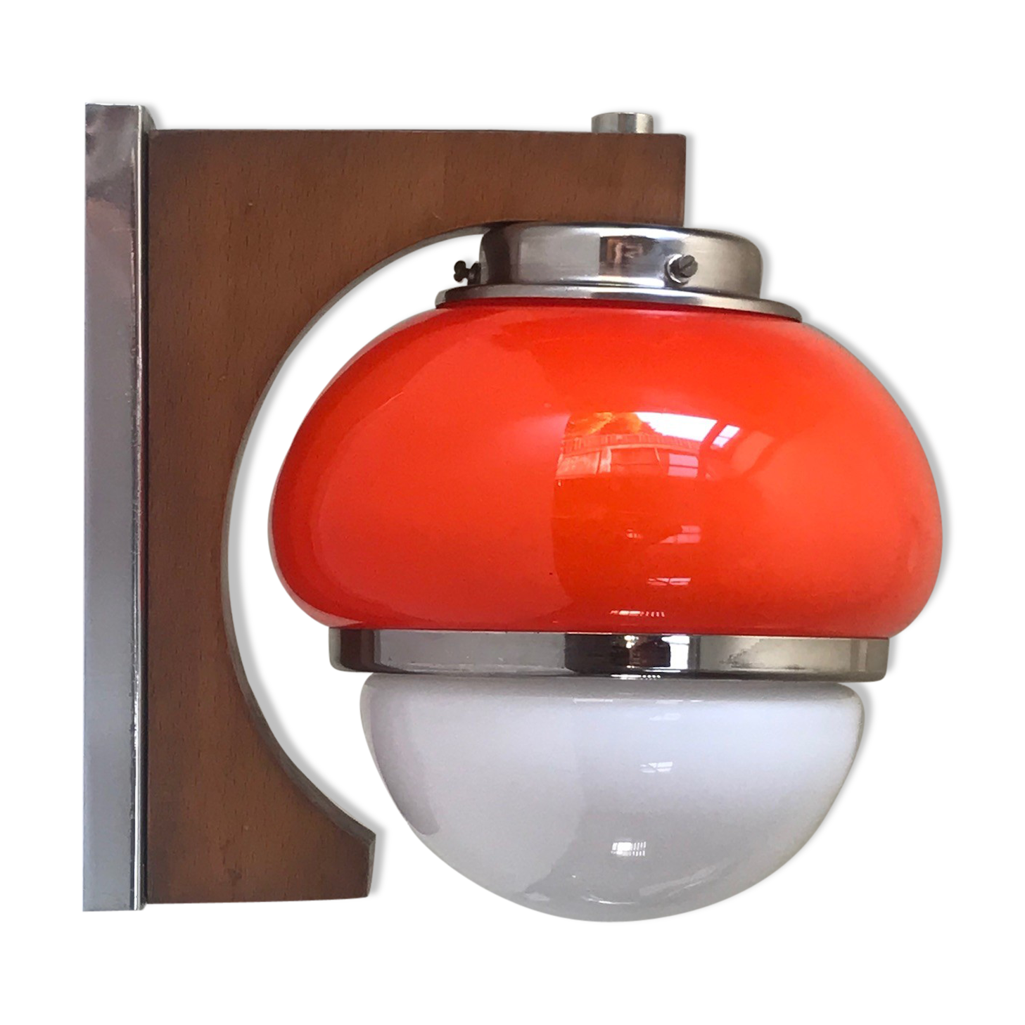 Applique bois et verre des annees 70