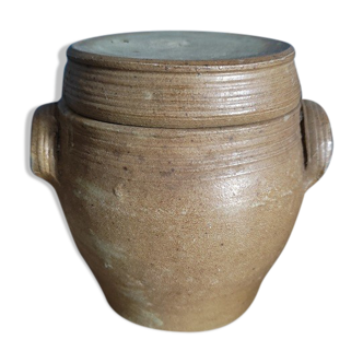 Pot à cornichons en grès couvercle ancien vintage DP 072268