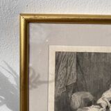 Antique print of the nineteenth gilded frame - maternity - period lithograph