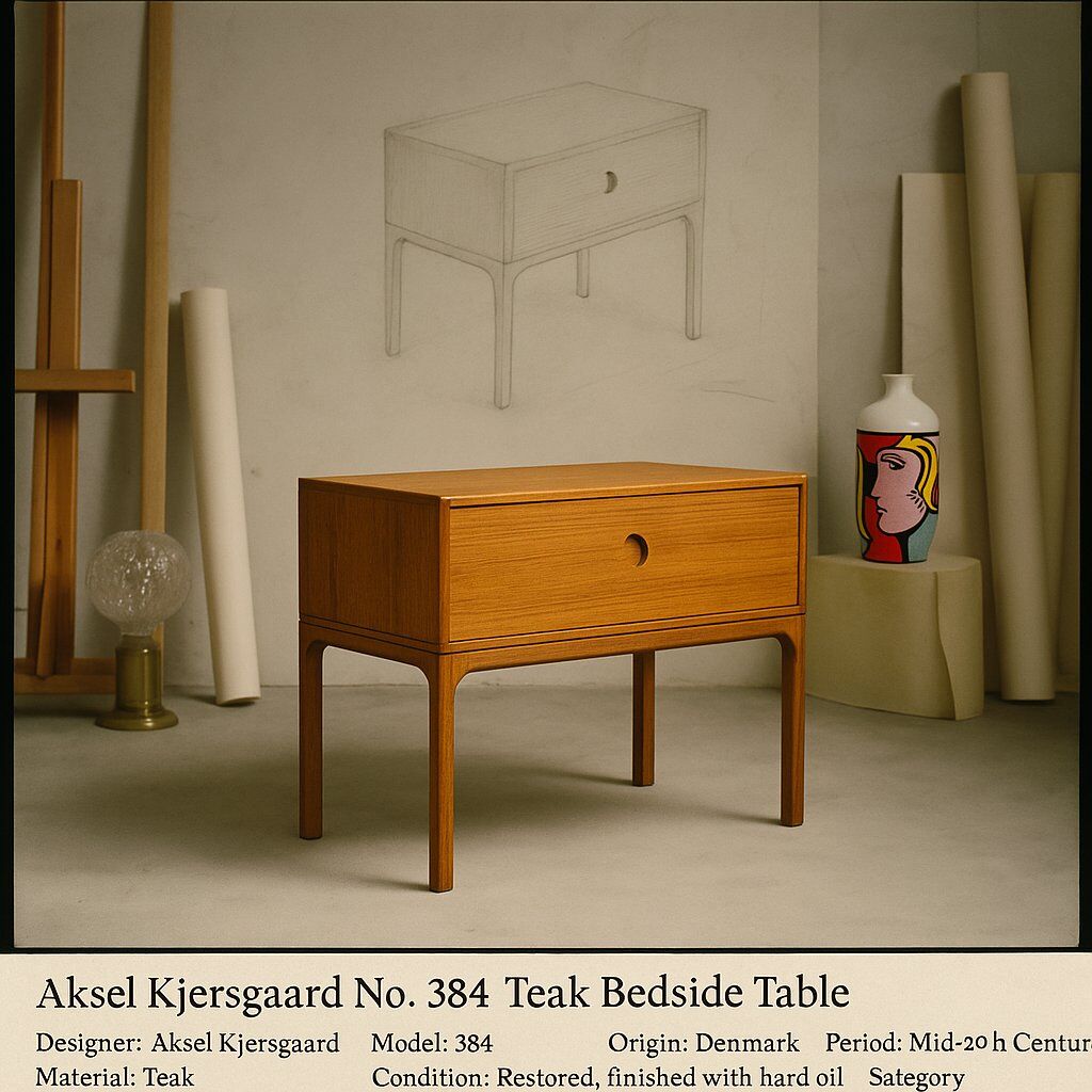 Mid-century modern no. 384 teak bedside table by Aksel Kjersgaard, Denmark, 1960s