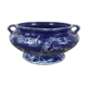 Blue & white marbled ceramic vase, pot cover