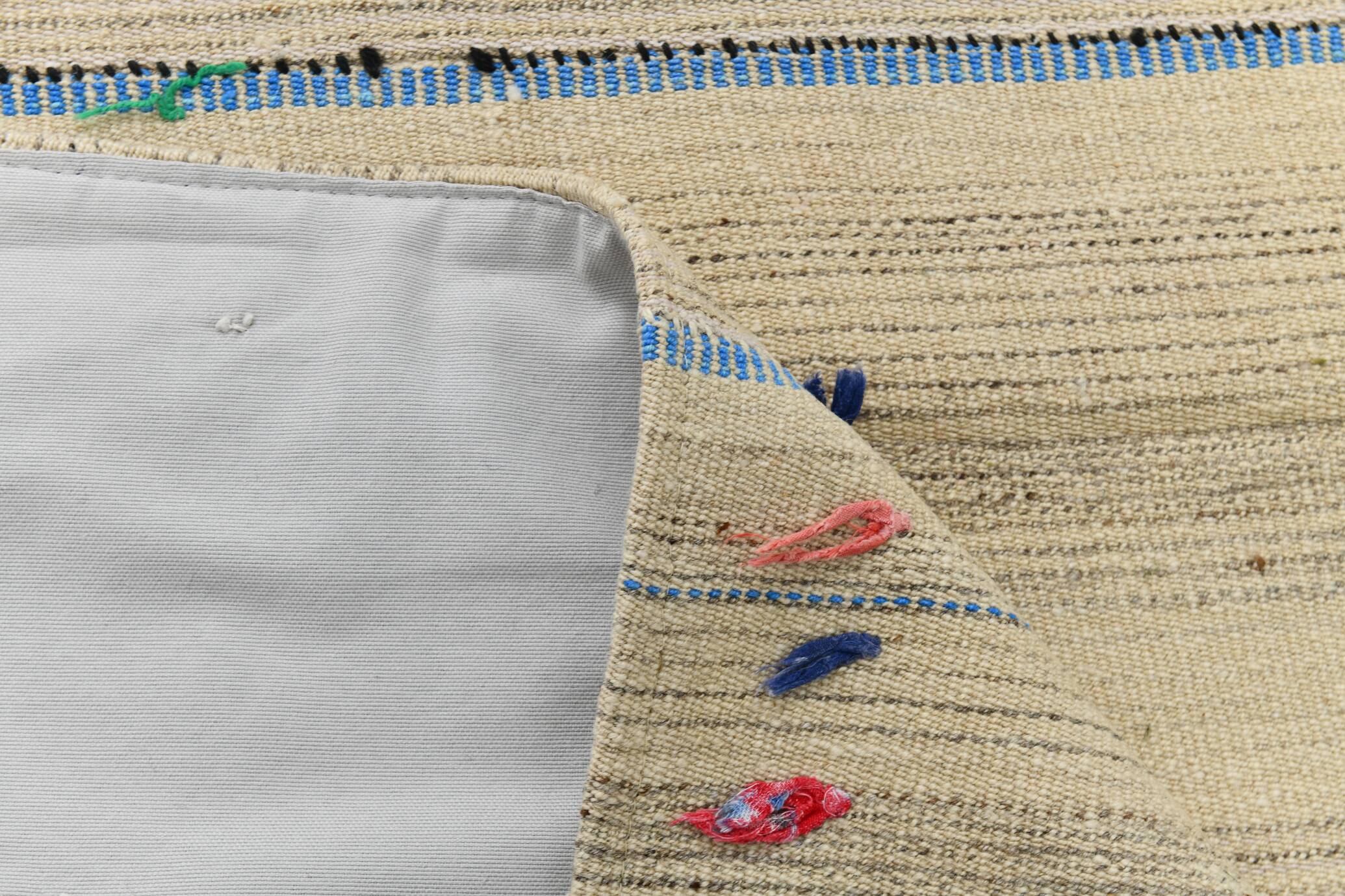 5x8 Turkish Mid Century Modern Cream & Brown Kilim Rug, 151x230Cm