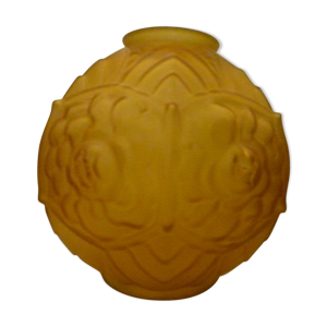 Vase boule Art Déco verre jaune