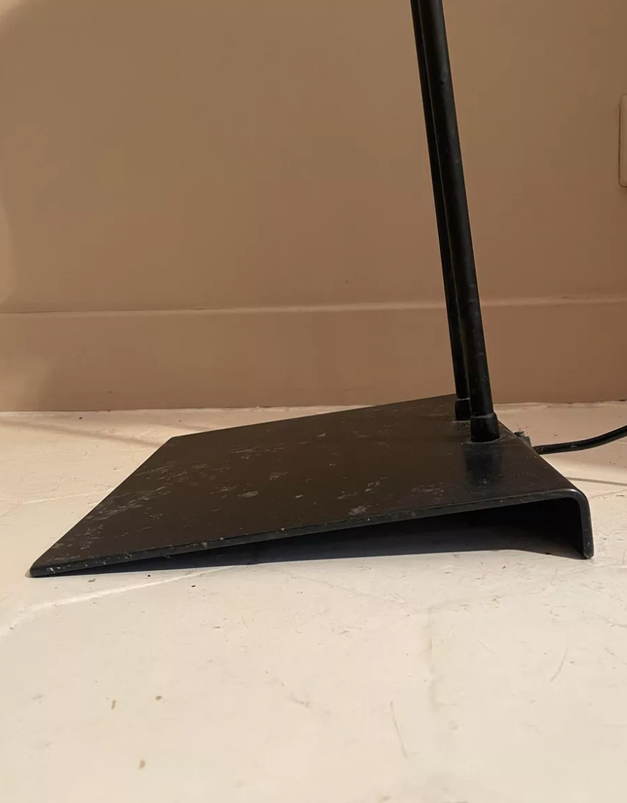 Adjustable modernist floor lamp black lacquered metal Italian 80s
