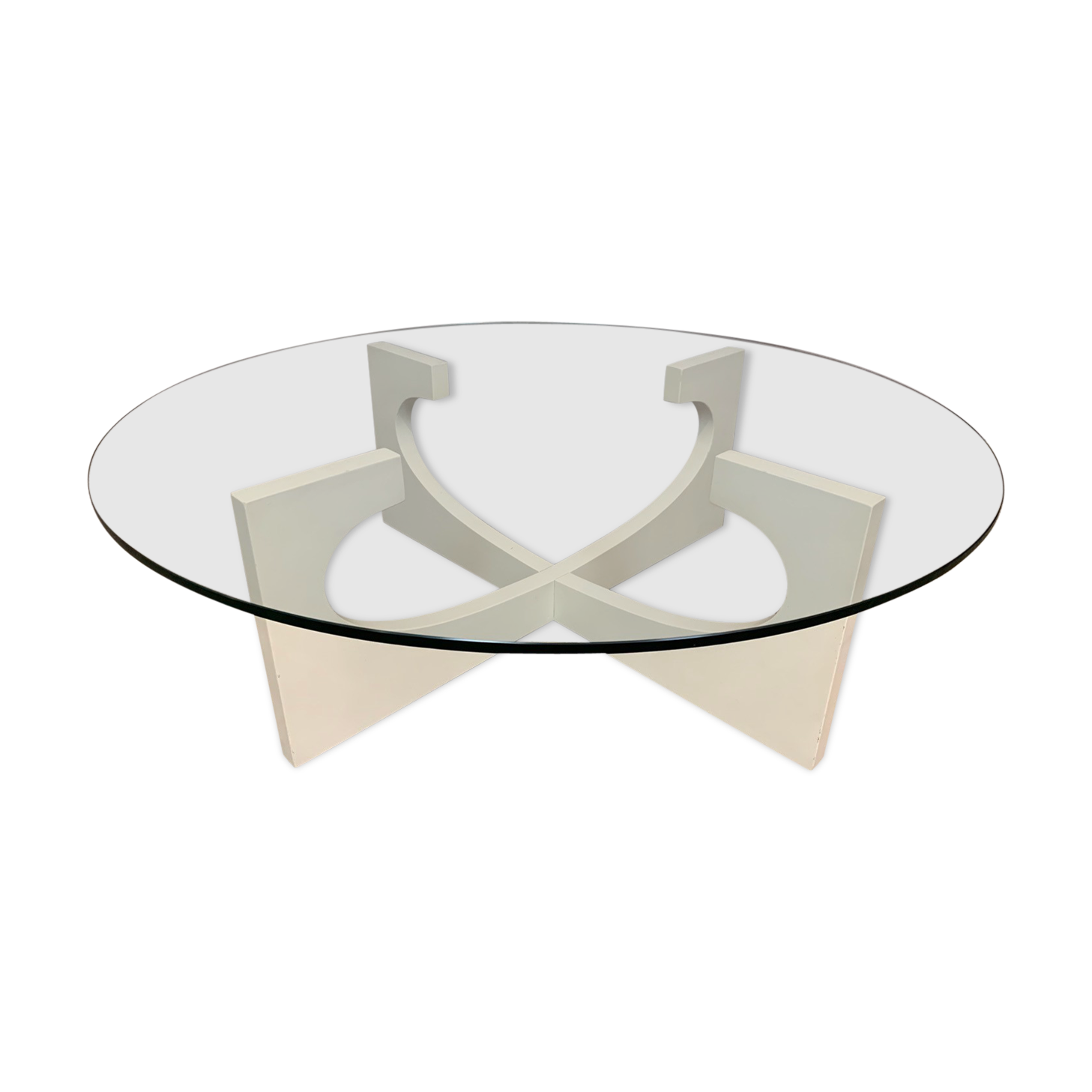 Vintage 1970s Circular Glass Coffee Table