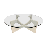 Vintage 1970s Circular Glass Coffee Table