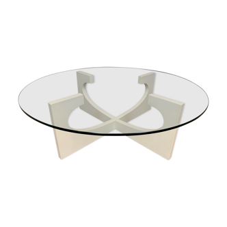 Vintage 1970s Circular Glass Coffee Table