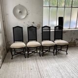 Set of 4 black lacquer chairs