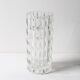 Vintage Solid Heavy Clear Hand Pressed Glass Flower Vase / Fidenza / Italy