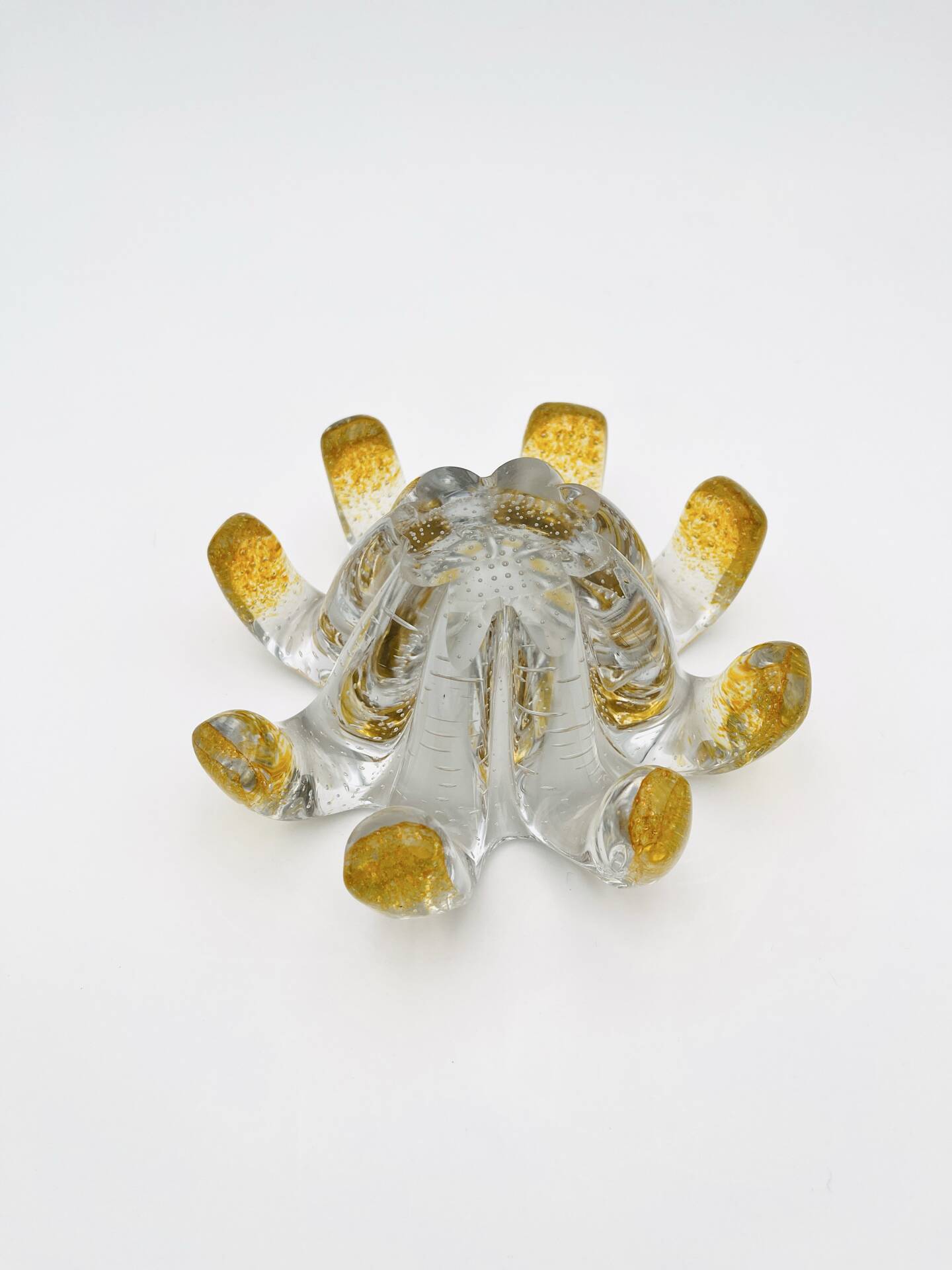 Murano Bowl Archimede Seguso Bullicante Crystal & Fritté Gold 1950