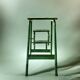 Escabeau vintage en bois et acier peints en vert