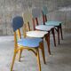 Set of 4 chairs bistro compass Boiclerc 1960 skai 4 colors