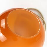 Scandinavian drop pendant light in orange, opaline and teak glass, 1960