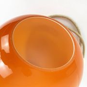 Scandinavian drop pendant light in orange, opaline and teak glass, 1960