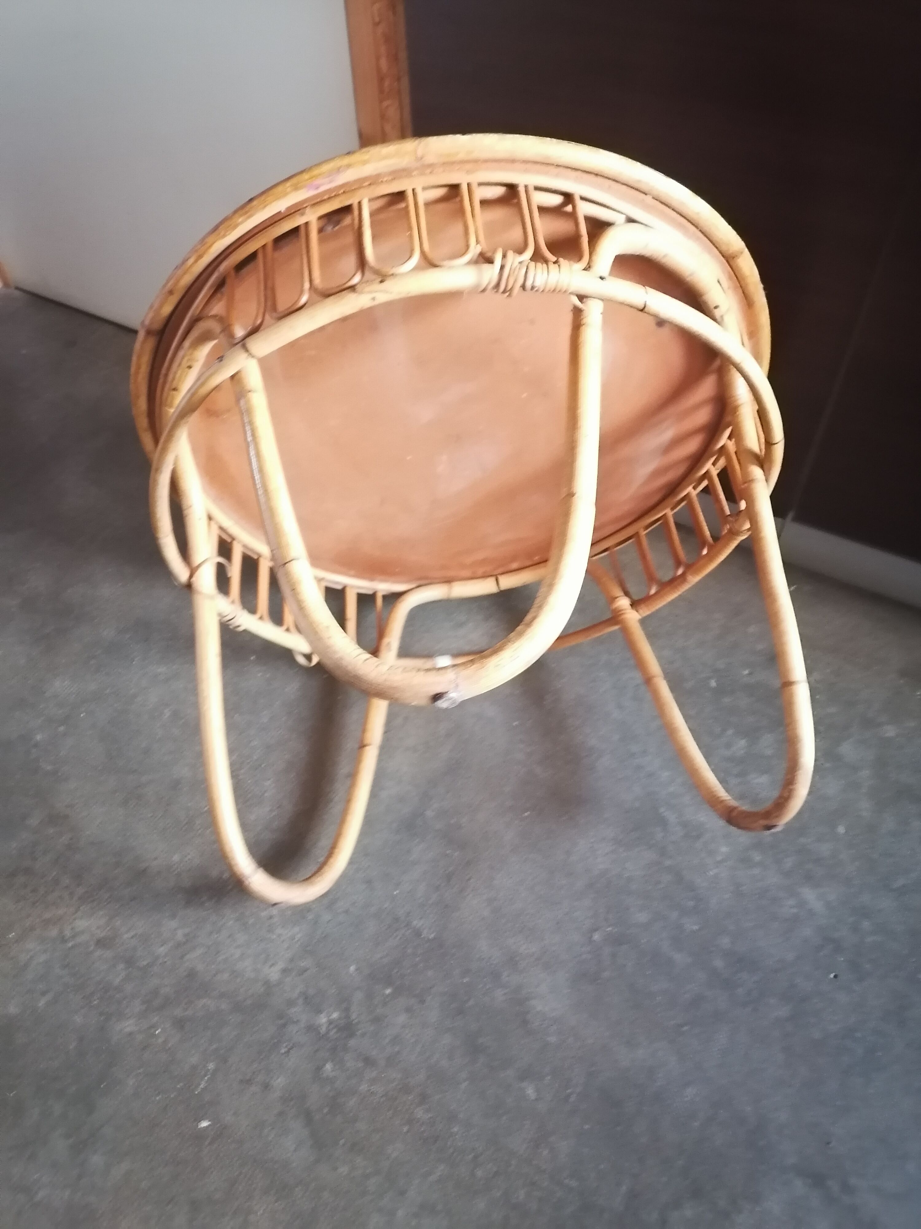 1960 wicker rattan coffee table