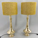 Pair of tall brass table lamps, 1950s, restored