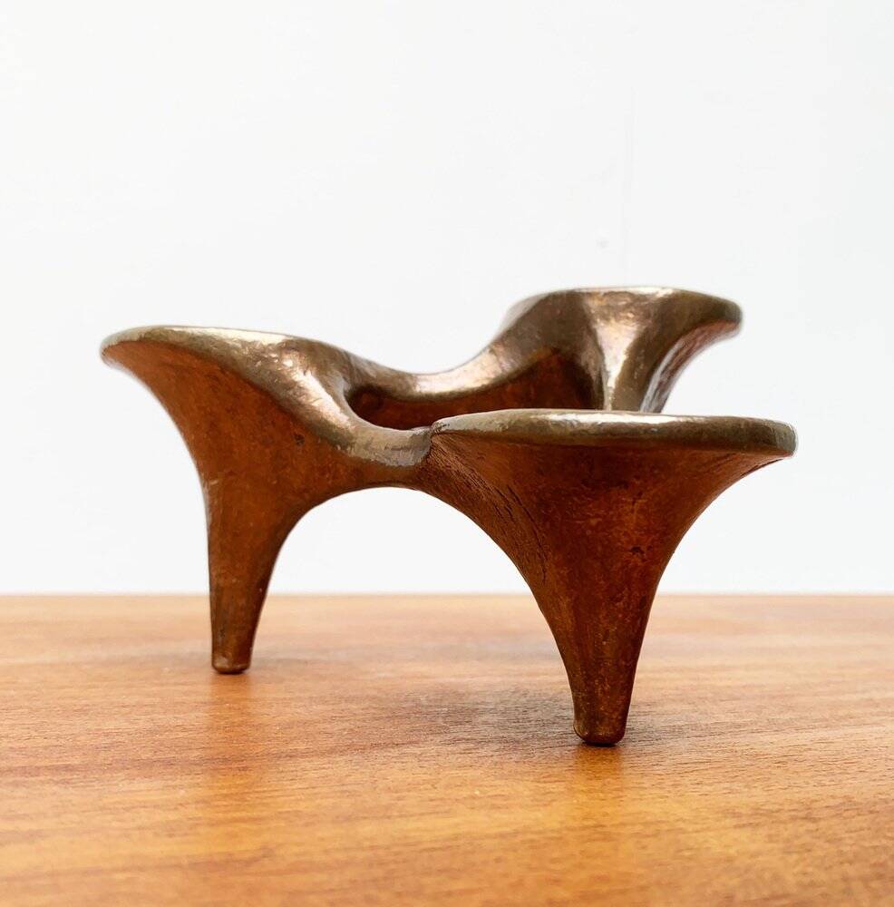 Vintage German brutalist metal candlestick by Harjes.