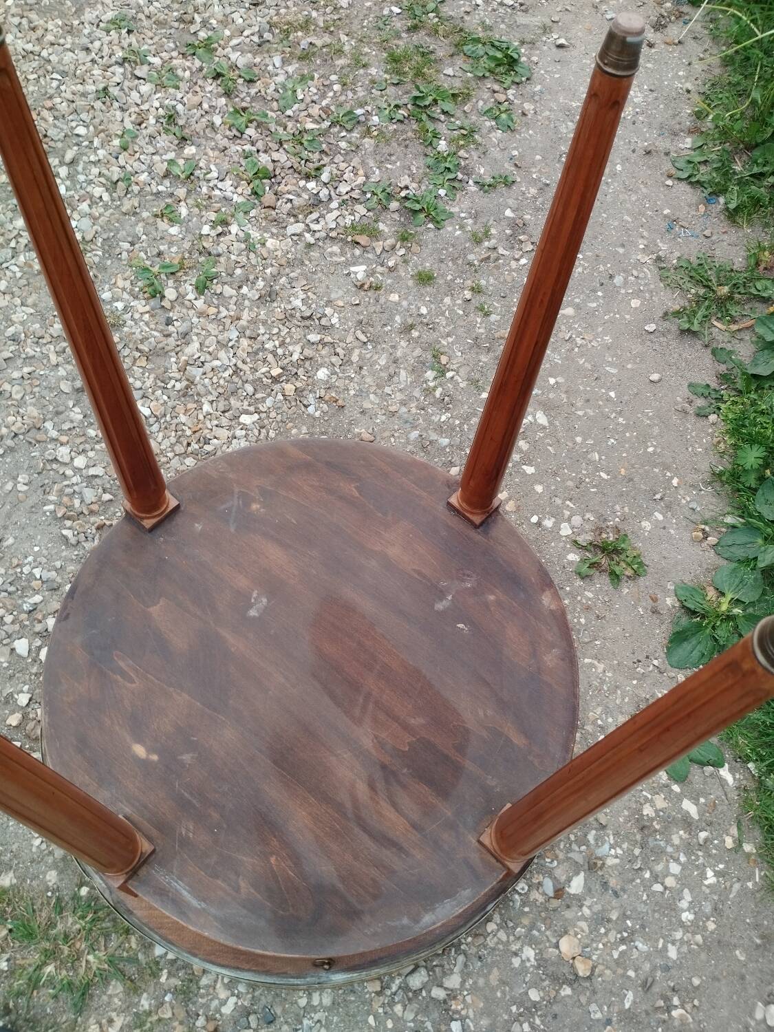 Antique bouillotte table with marble top, Louis XVI style