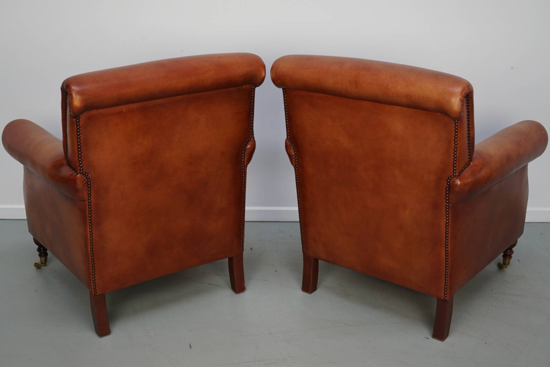 Vintage Dutch Cognac-Coloured Leather Club Chairs, Set of 2