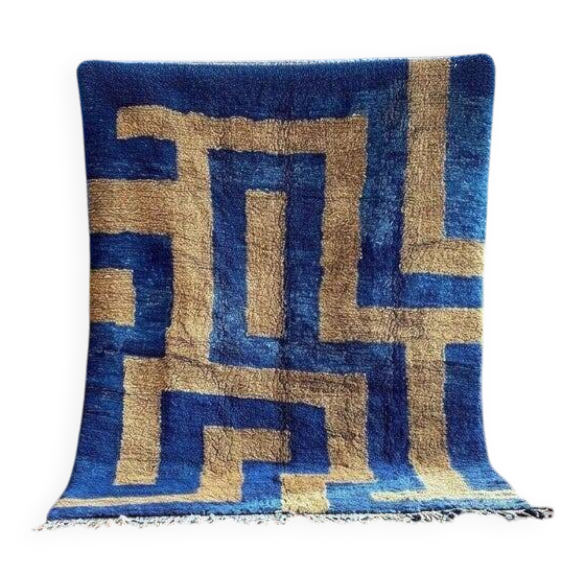 Moroccan blue and beige Berber rug 300x200 cm – handmade