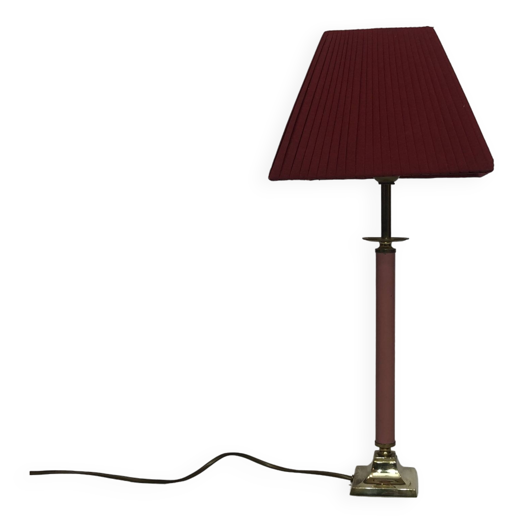 1980s Brass and Pink Enamel Table Lamp Memphis Vintage Arcade Candle