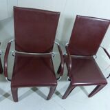 Chaises Arcadia en cuir Arper Italie années 1980, set de 4