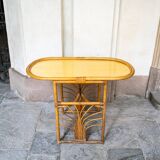 Art Deco bamboo wicker coffee table by Vivai del Sud, 1960s