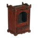 Indian red display cabinet, patinated bedside table and original teak wood part