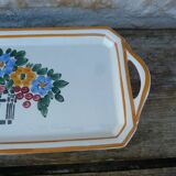 Vintage Long Ceramic Dish Art Deco Flowers