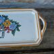 Vintage Long Ceramic Dish Art Deco Flowers