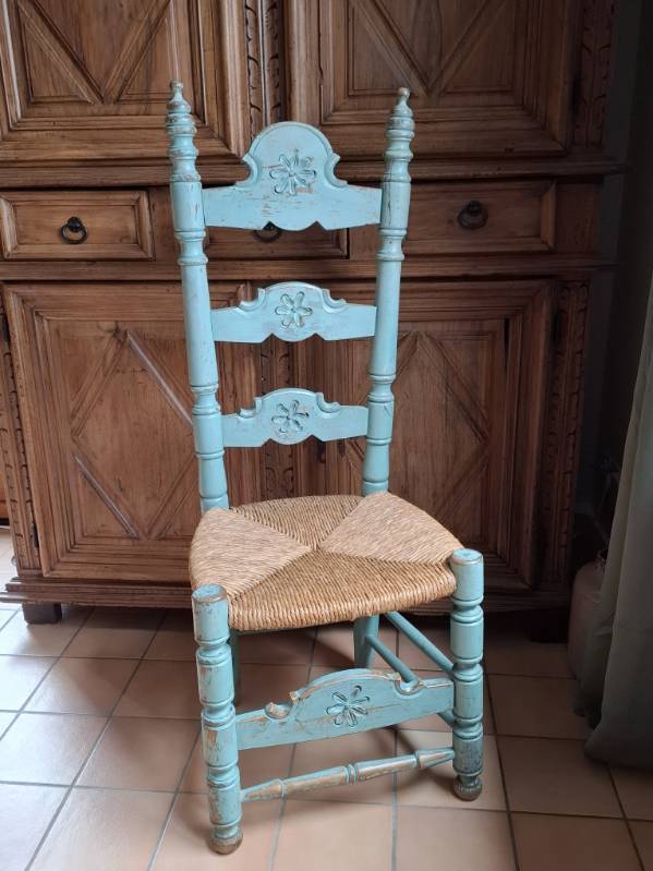 vintage turquoise wooden chairs