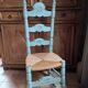 chaises en bois turquoise vintage