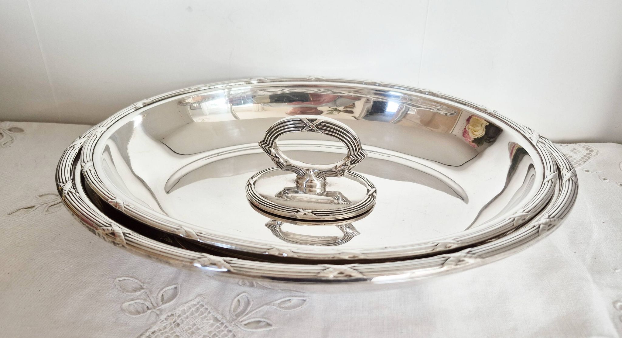 Oval silver-plated metal dishes, Dublin, serving dish, vegetable dish
