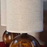 Pair of Scandinavian-style wooden ball lamps