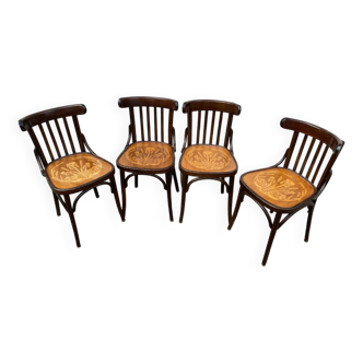 4 chaises bistrot en bois gaufré